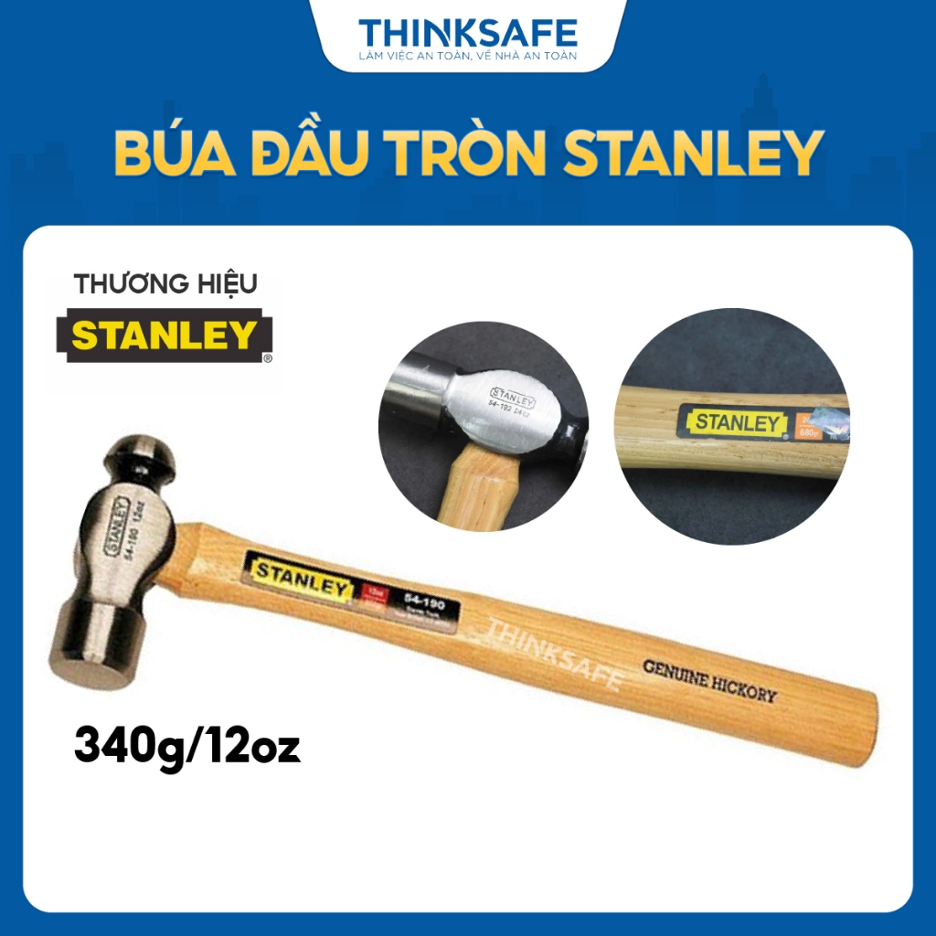 Búa đầu tròn cán gỗ Stanley chuyên dùng đóng, gõ dụng cụ, tán kim loại, nhiều khối lượng đầu búa và chiều dài khác nhau