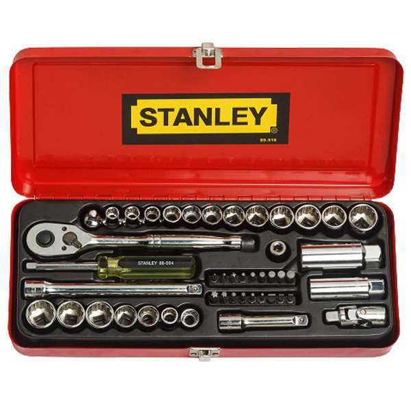 Bộ khẩu 3/8 inch 46 chi tiết Stanley 89-516 thép không rỉ, siết bulong, máy móc Đầu tuýp chính hãng - Thinksafe