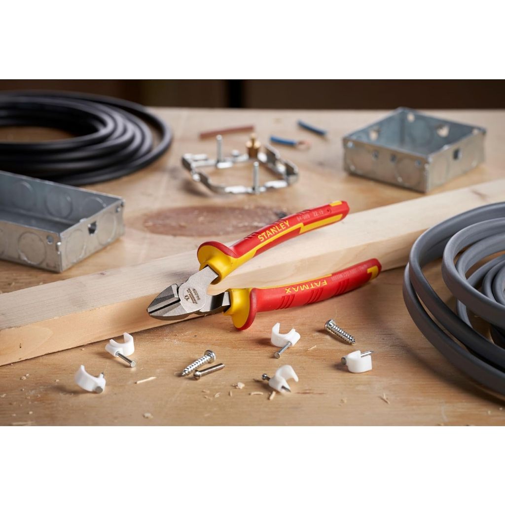Kìm cắt dây điện Stanley  6inch và 8inch cách điện VDE 1000V, thép hợp kim cứng, chịu nhiệt tốt, chống gỉ sét và bền