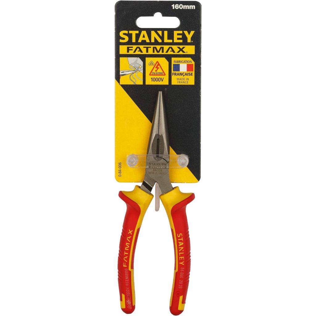 Kìm mỏ nhọn Stanley 6 và 8 inch VDE 1000V tay cầm bọc nhựa cách điện 1000V, chất liệu thép hợp kim cao cấp - Thinksafe