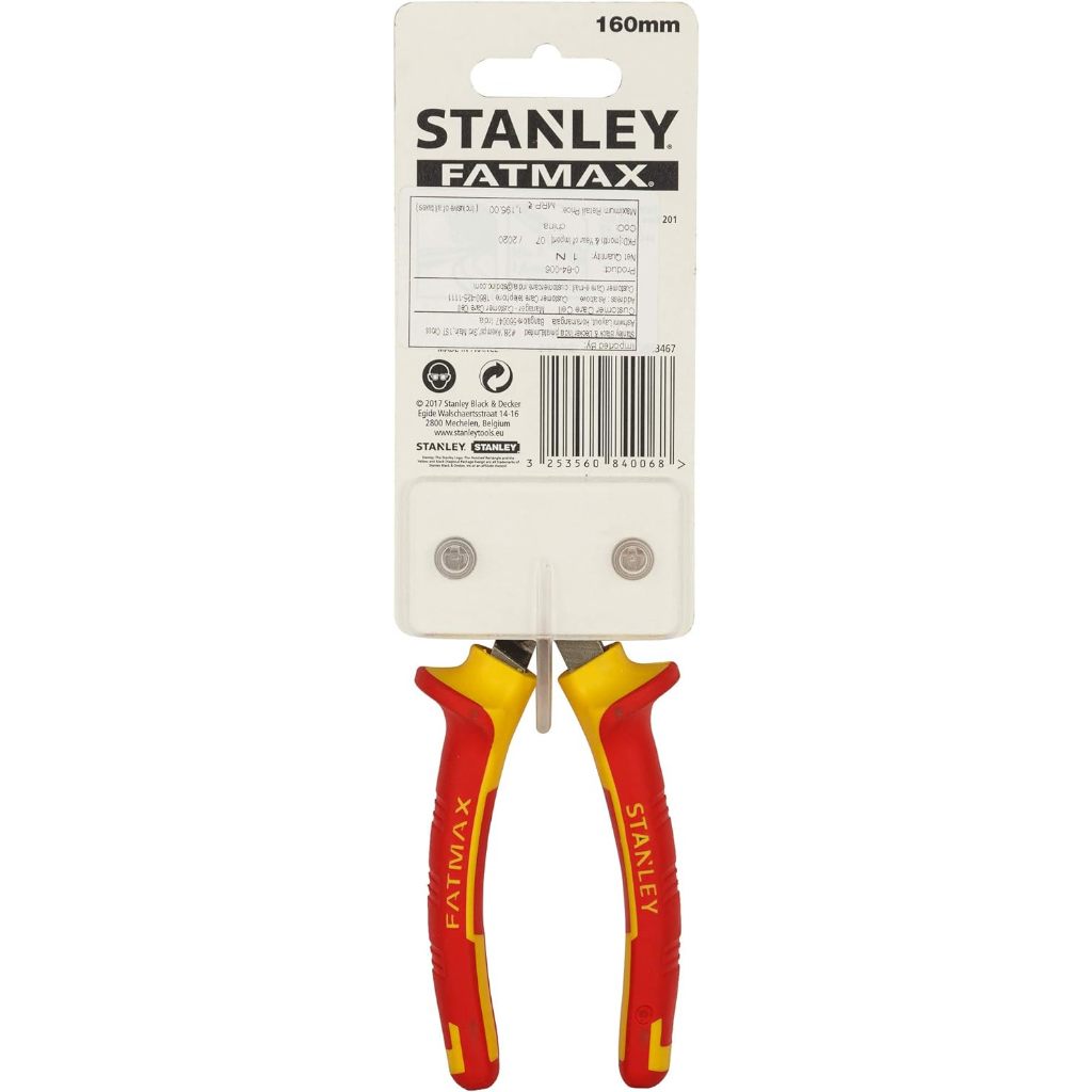 Kìm mỏ nhọn Stanley 6 và 8 inch VDE 1000V tay cầm bọc nhựa cách điện 1000V, chất liệu thép hợp kim cao cấp - Thinksafe