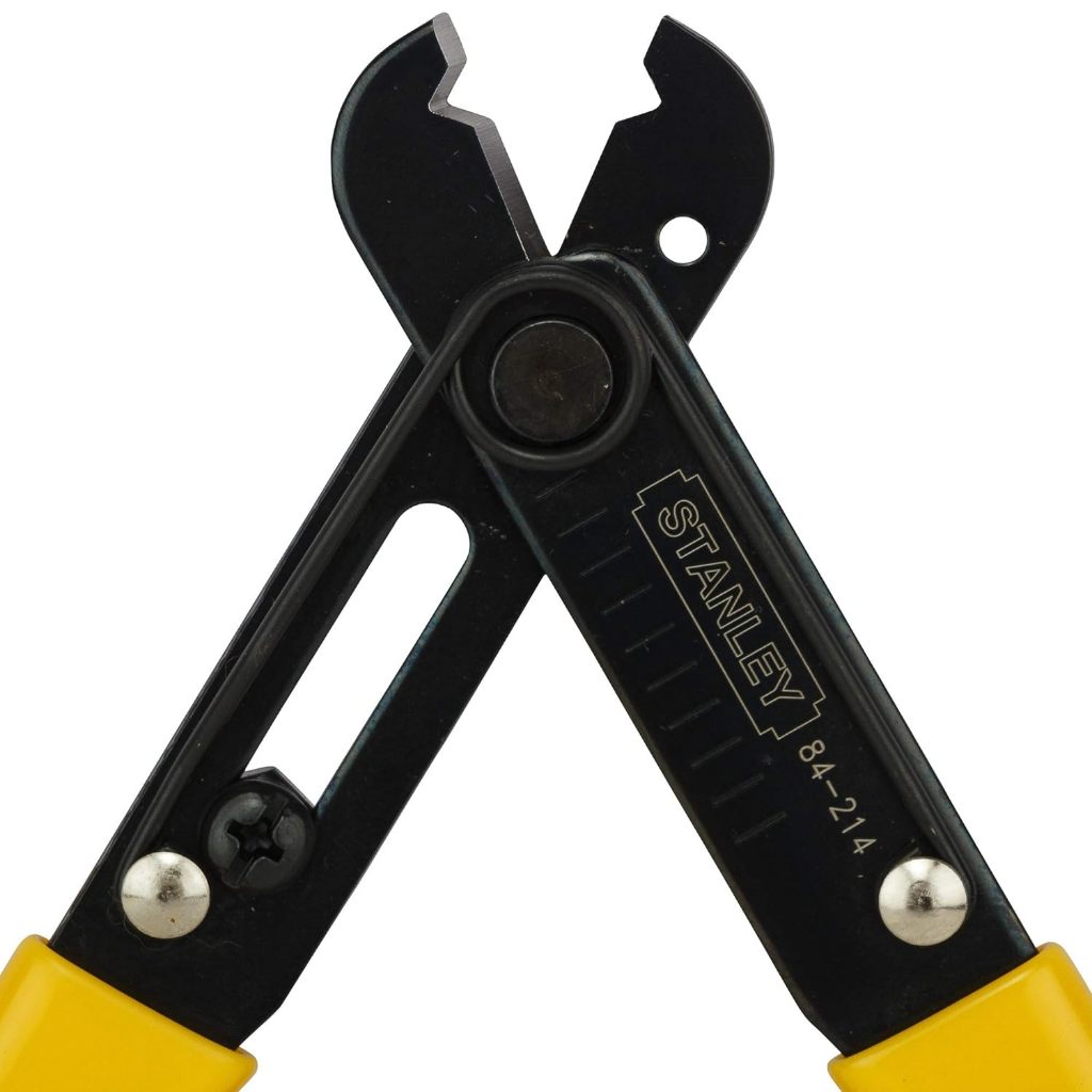 Kìm tuốt dây điện Stanley 84-214-22 130mm, cắt và tuốt từ 10 đến 20 loại dây, cán bọc nhựa Kềm tuốt dây - Thinksafe
