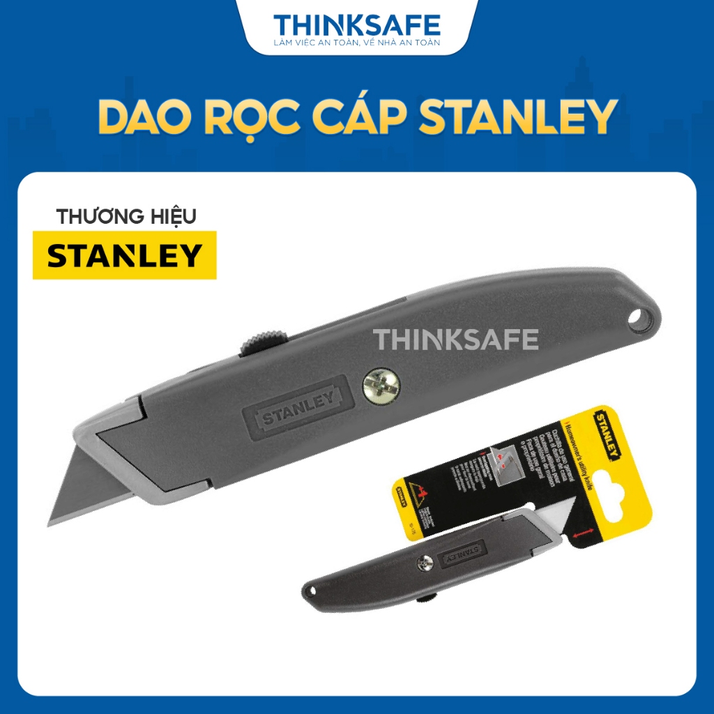 Dao rọc cáp Stanley 10-175 (cán nhôm + nhựa) 156mm thép hợp kim cứng, chống rỉ sét Dao rọc giấy - Thinksafe