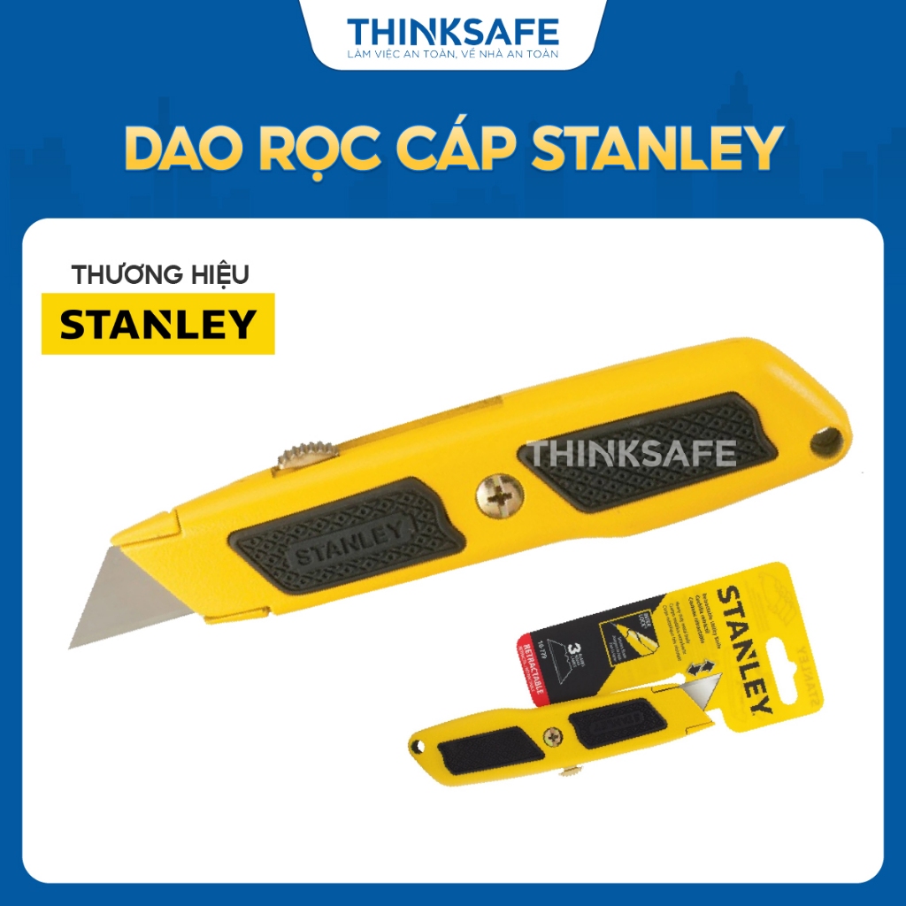 Dao rọc cáp Stanley 10-779 (cán nhôm màu vàng) 150mm tay cầm nhựa ABS Dao trổ - Thinksafe