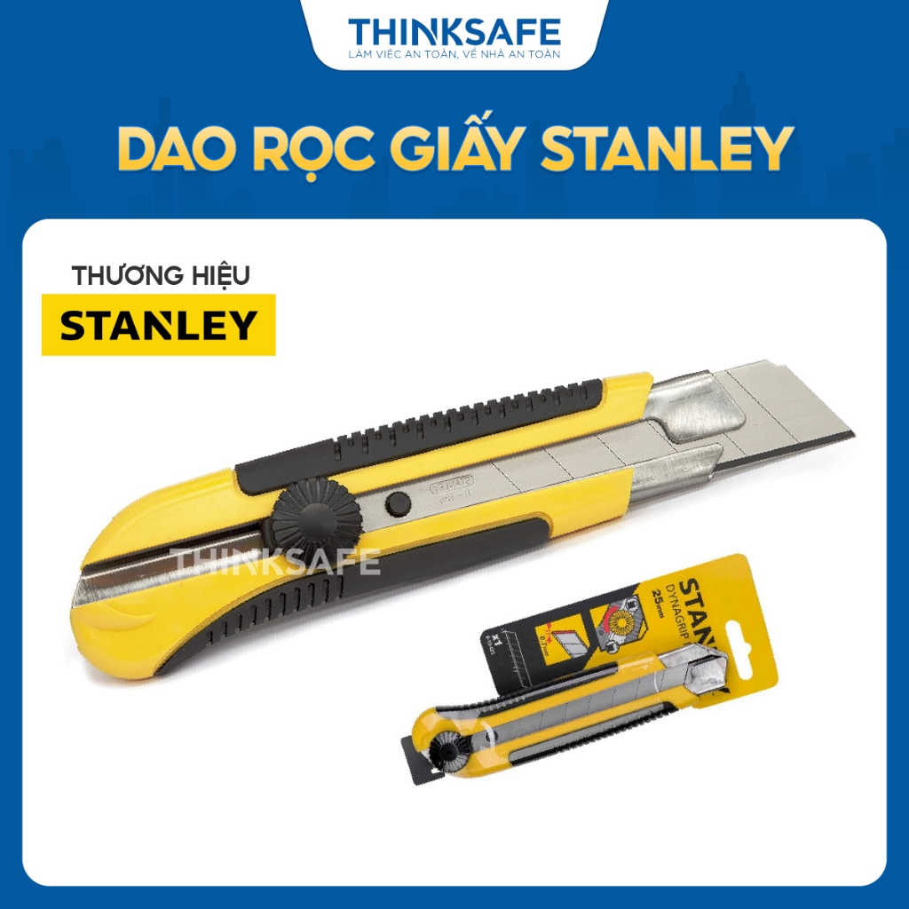 Dao rọc cáp cán vàng 25mm Stanley 10-425 thép không gỉ tay cầm nhựa ABS Lưỡi cắt - Thinksafe