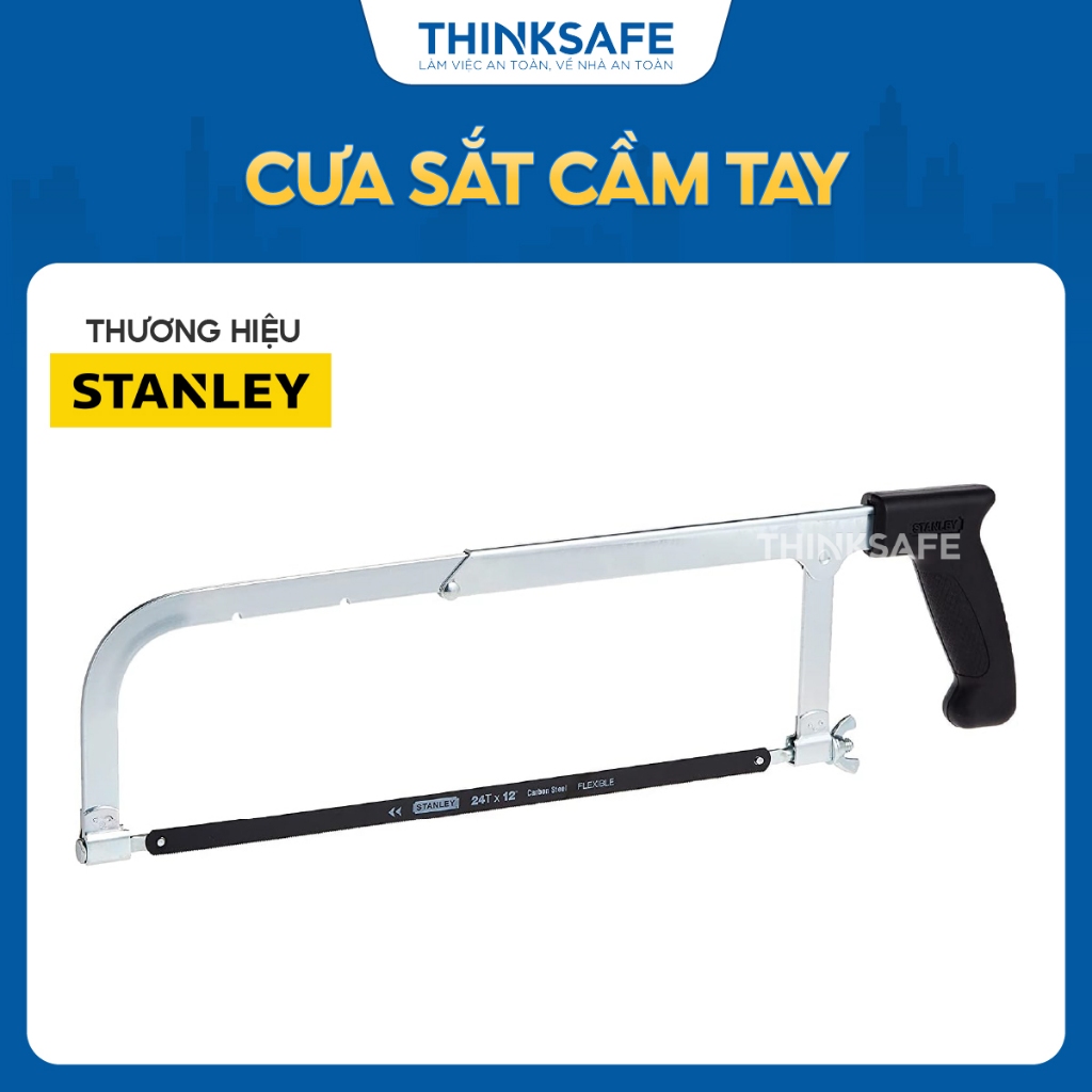 Cưa sắt cầm tay Stanley 250mm lưỡi thép carbon, có thể điều chỉnh độ sâu, cán cầm linh hoạt Khung cắt sắt - Thinksafe