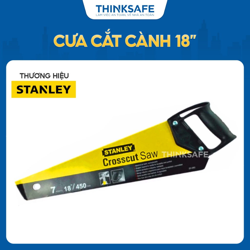 Cưa gỗ cầm tay Stanley 20-080 dài 45 cm cắt cành, hợp kim thép chắc chắn, cao cấp, nhỏ gọn - Thinksafe