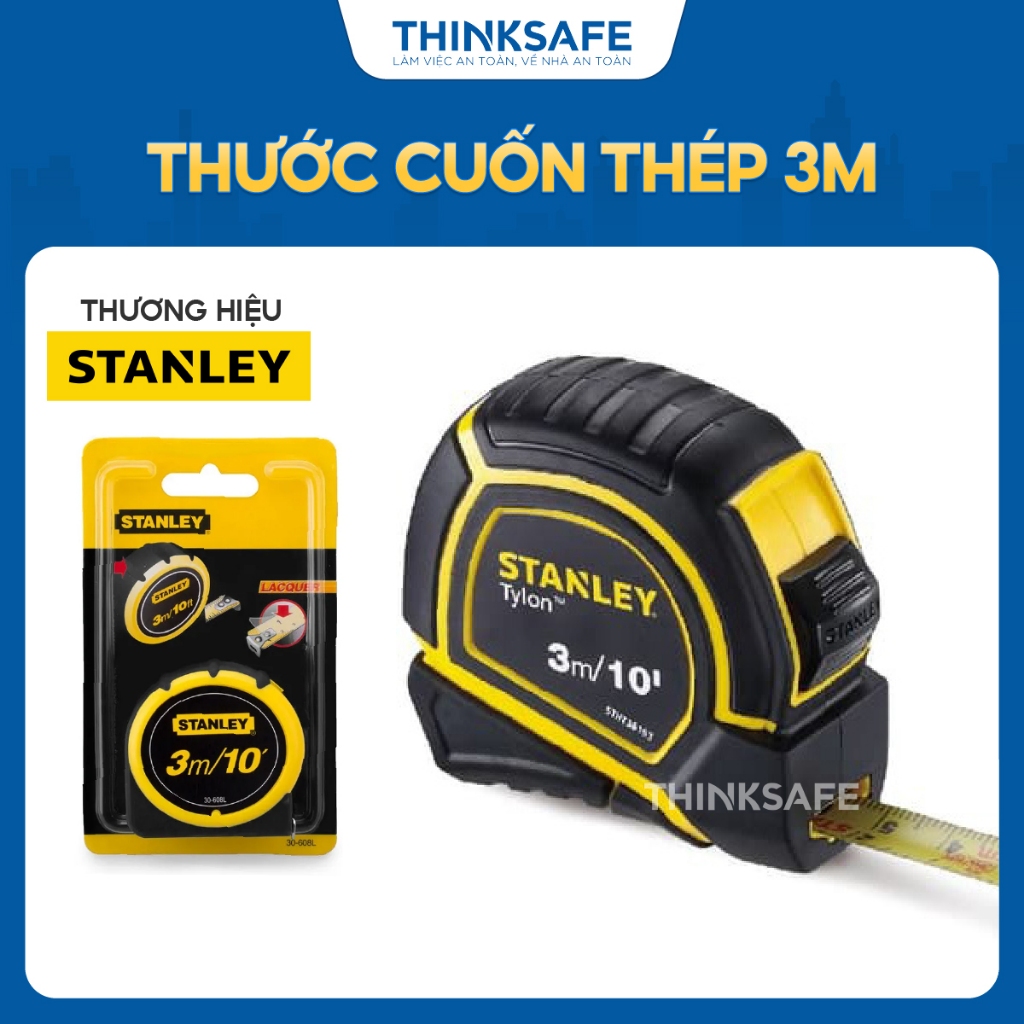 Thước cuộn 3 mét Stanley 36-193 thước kéo dài 3mx16mm thép chống rỉ, vỏ nhựa cao cấp - Thinksafe