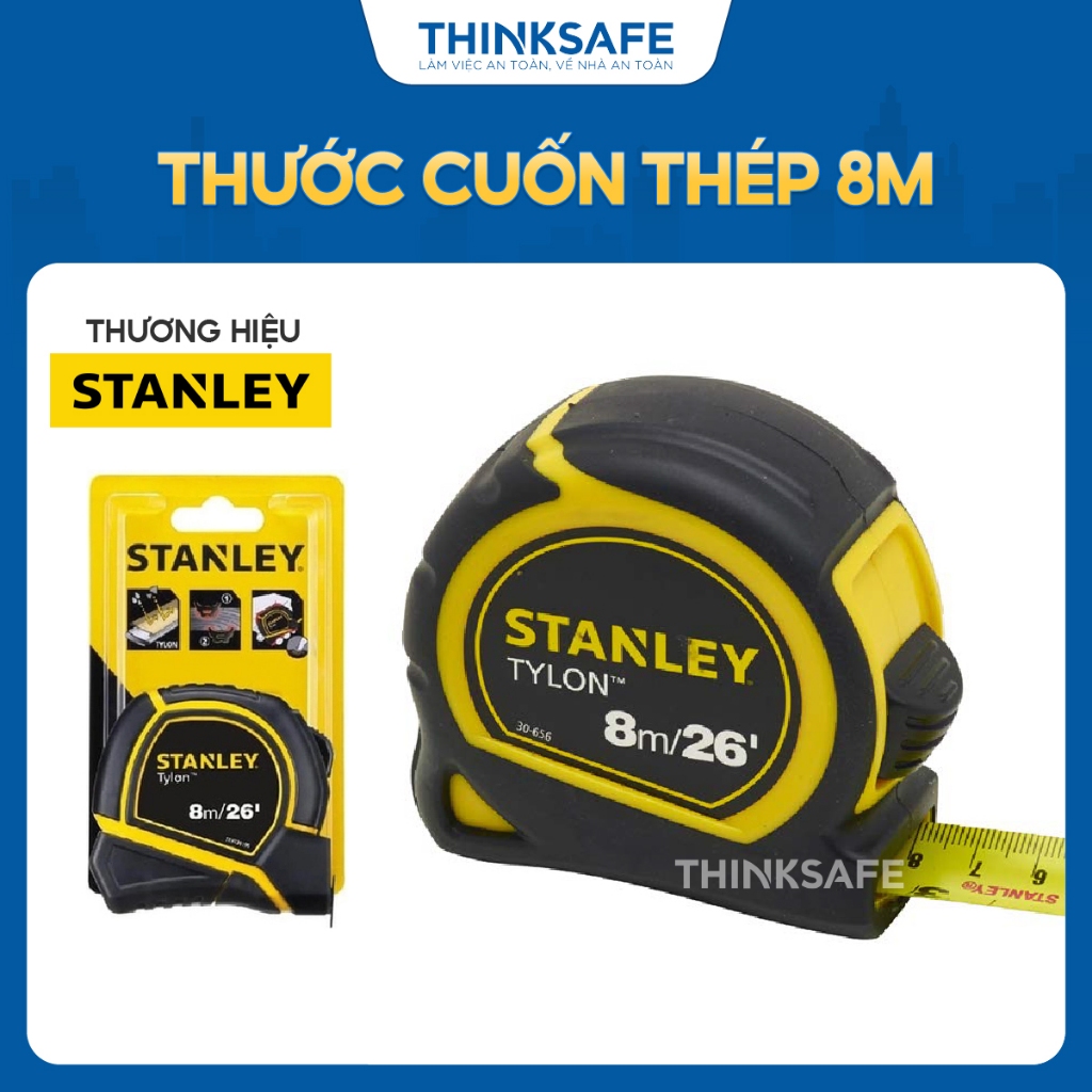 Thước cuộn 8m Stanley 36-195 thước kéo dài 8mx25mm thép chống rỉ, vỏ nhựa cao cấp - Thinksafe