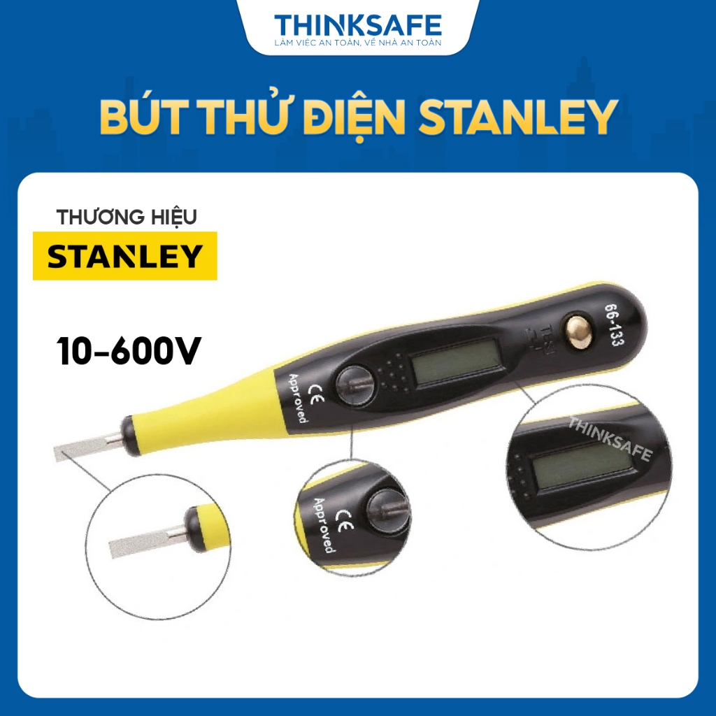 Bút thử điện điện tử Stanley 66-133 đo dòng điện điện, màn hình điện tử, thiết kế nhỏ gọn, an toàn và bền bỉ - Thinksafe