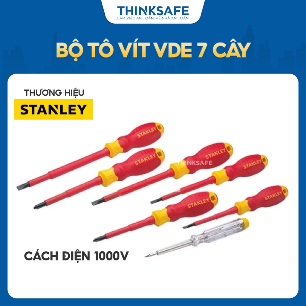 Bộ Tua vít cách điện 7 cây Stanley 60-175 cách điện 1000V, an toàn và đáng tin cậy, chuyên dụng công nghiệp - Thinksa