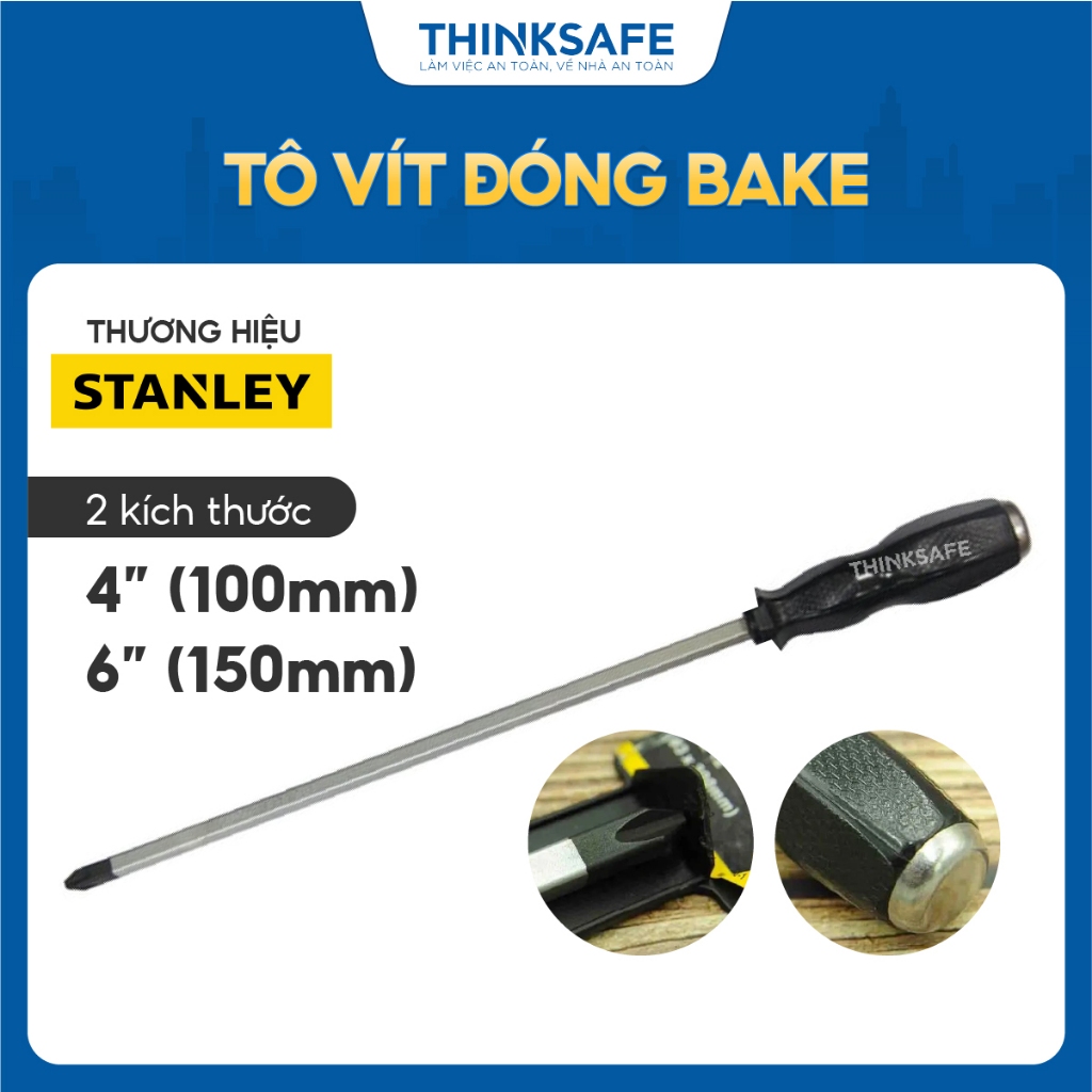 Tua vít đóng bake Stanley đầu vít nhiều kích thuớc chiều dài 100-150mm, chất liệu thép, tô vít đóng - Thinksafe