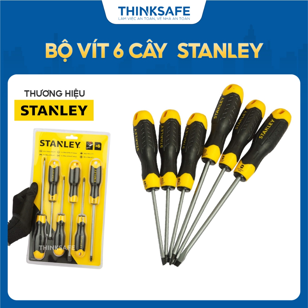 Bộ 6 tua vít Stanley STMT66672 chất liệu hợp kim cao cấp, độ chính xác cao, có từ tính mạnh, tay cầm cao su chắc chắn
