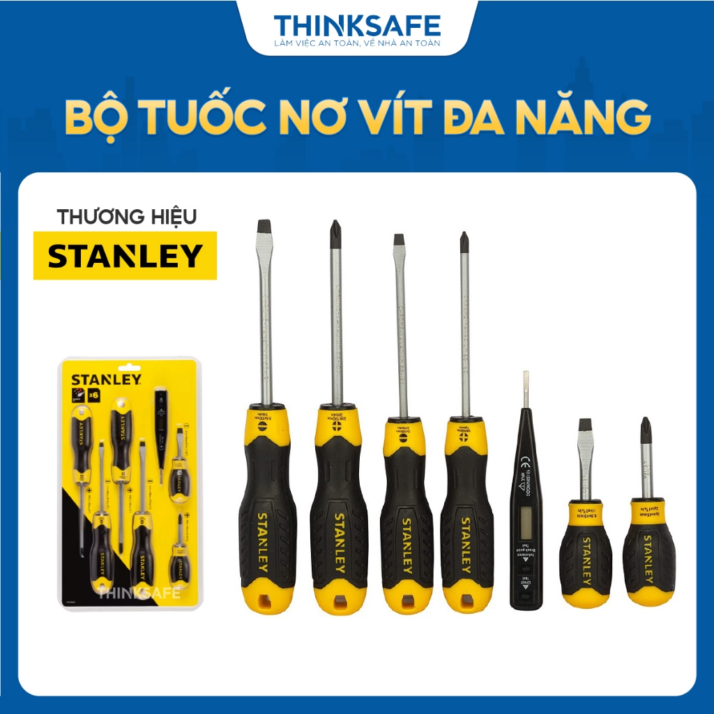 Bộ 6 Tua vít Stanley 66-679 kèm bút thử điện cao cấp, chuyên nghiệp, chất liệu hợp kim chắc chắn và chất lượng cao
