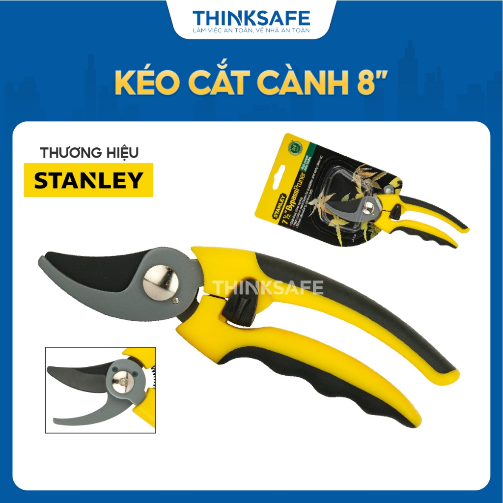Kéo cắt cành Stanley 14-302 kích thước 200mm, chất liệu thép carbon Kéo tỉa cành cây đường kính tối đa 18mm - Thinksafe