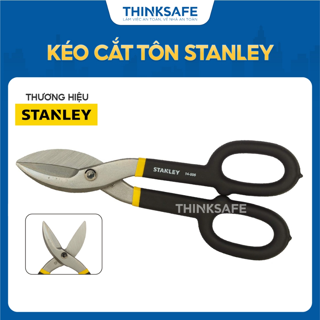 Kéo cắt tôn maxsteel Stanley 14-556,14-558 kích thước 255mm và 300mm, khả năng cắt tôn, kẽm, đồng, inox - Thinksafe