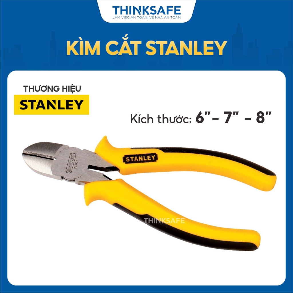 Kìm cắt dây điện Stanley 6 đến 8 inch thép hợp kim cao cấp, siêu cứng, chống oxi hóa, chống gỉ kềm điện - Thinksafe