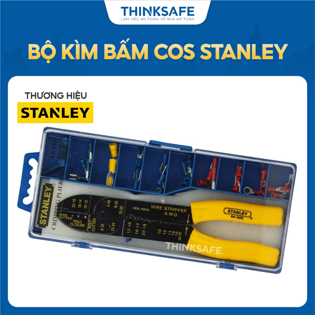 Bộ kìm bấm cos 9in/230mm Stanley 84-253 hợp kim cứng chịu nhiệt tốt, chống gỉ sét Kìm tuốt dây - Thinksafe