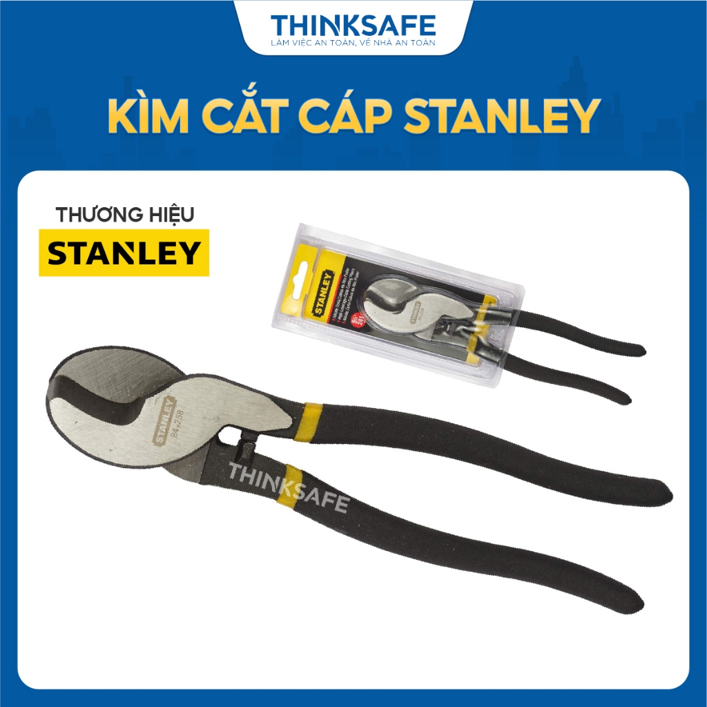 Kìm cắt cáp Stanley 84-258 10 inch (25cm), đường kính cắt 60mm², tay cầm bọc nhựa mềm Kìm cắt cáp điện - Thinksafe
