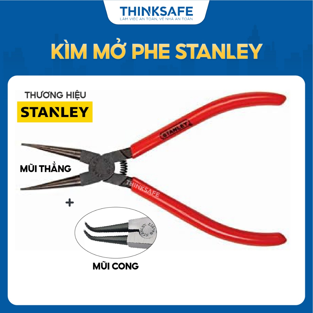 Kìm mở phe trong Stanley mũi cong và mũi thẳng, kích thước 175mm, dùng để mở phanh trong Kìm mở phanh - Thinksafe