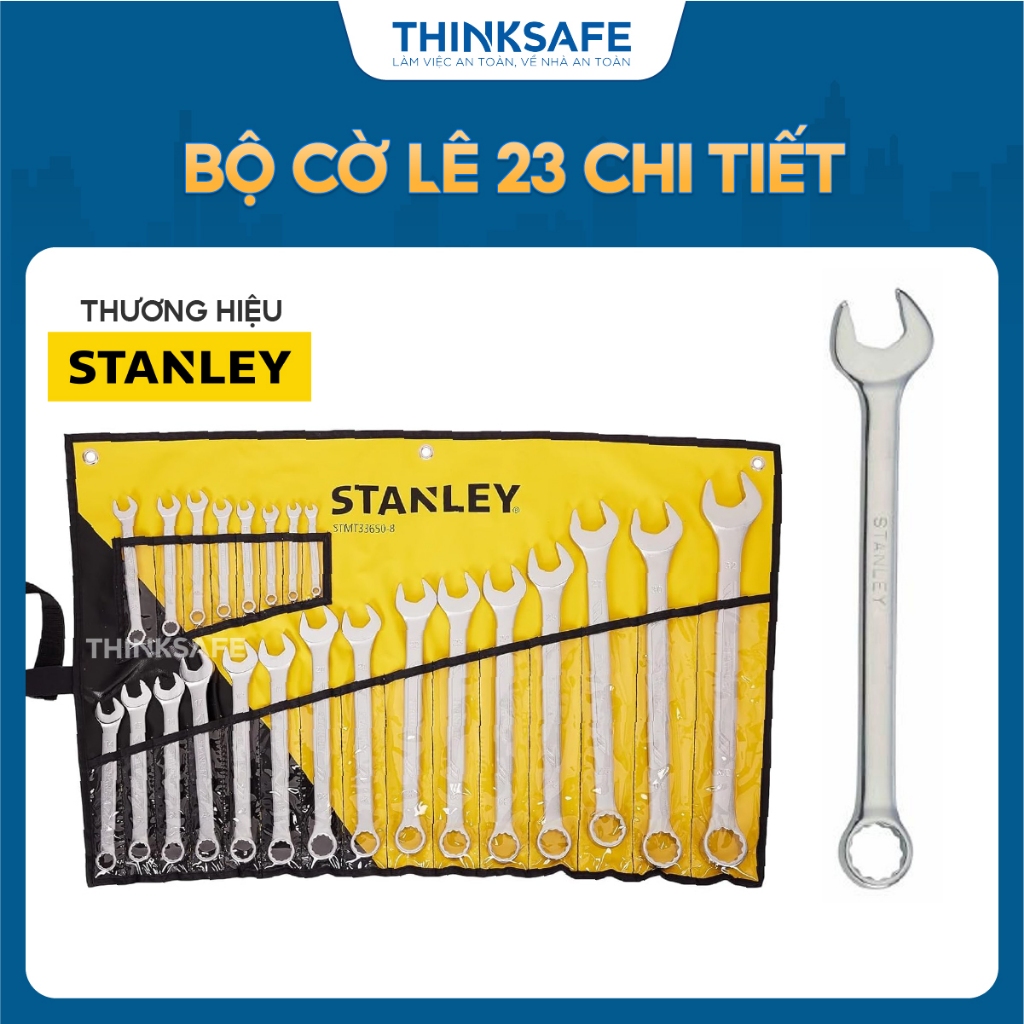 Bộ cờ lê 23 chi tiết Stanley 33-650 kích cỡ 6-32mm, kiểu đầu 12 cạnh, túi vải đi kèm Cờ lê vòng miệng - Thinksafe