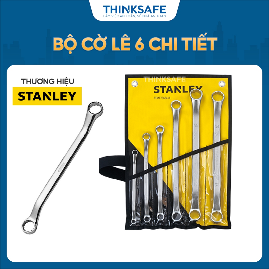 Bộ cờ lê vòng miệng 6 chi tiết Stanley 73-664 đầu tròng 12 cạnh, có túi vải bảo vệ Bộ cờ lê - Thinksafe