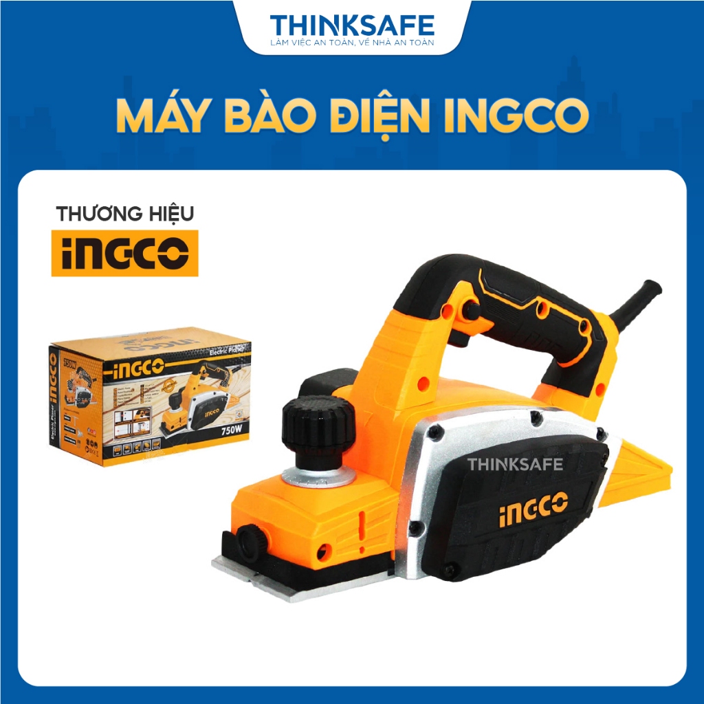 Máy bào điện 750W INGCO PL7508 điện 220V, công suất 750W, tốc độ 17000rpm, Đế nhôm, Nắp nhôm - Thinksafe
