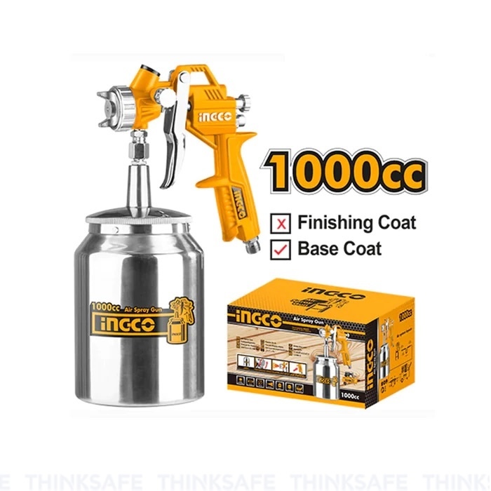 Súng phun sơn INGCO ASG3101 1000cc, Đầu phun 1.5mm, Bình sơn 1000cc, Kèm nhiều đầu nối quốc tế - Thinksafe