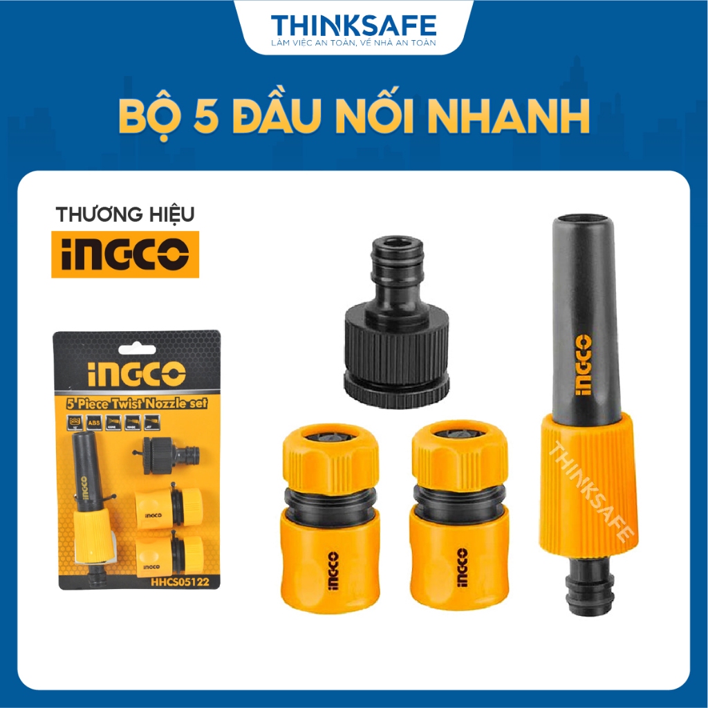 Bộ 5 đầu nối nhanh máy xịt rửa INGCO HHCS05122, Chất lượng Tốt giống STANLEY - Thinksafe