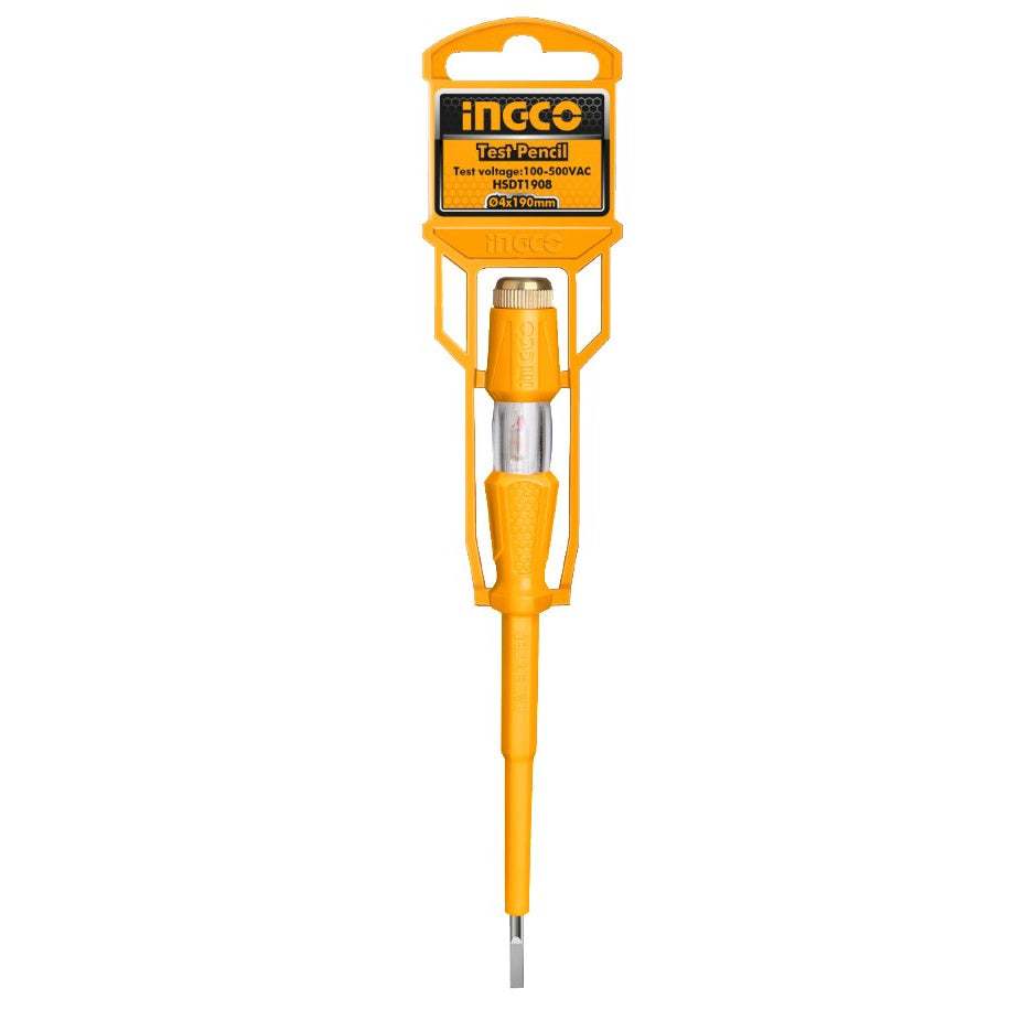 Bút thử điện INGCO HSDT1408 HSDT1908 kiểm tra dòng xoay chiều AC 100-500V, kích thước 3x140mm và 4x190mm - Thinksafe