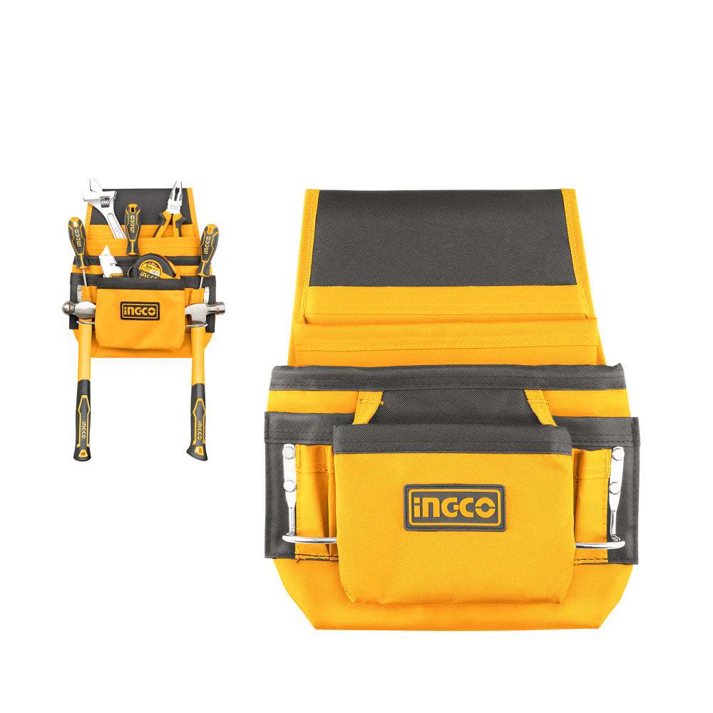 Giỏ Đựng Công Cụ Đeo Lưng INGCO HTBP01011 - 10 Túi Nhỏ, 2 Cái Búa - Chất Liệu 600D Polester Thinksafe