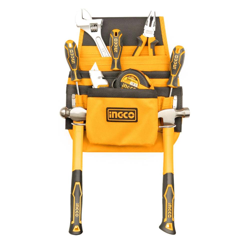 Giỏ Đựng Công Cụ Đeo Lưng INGCO HTBP01011 - 10 Túi Nhỏ, 2 Cái Búa - Chất Liệu 600D Polester Thinksafe