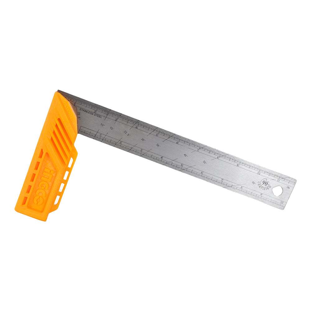 Thước góc vuông 300mm INGCO HAS123002 - Lưỡi thép không gỉ - Tay cầm nhựa polyme chịu lực cao - Điểm đánh dấu cho bút