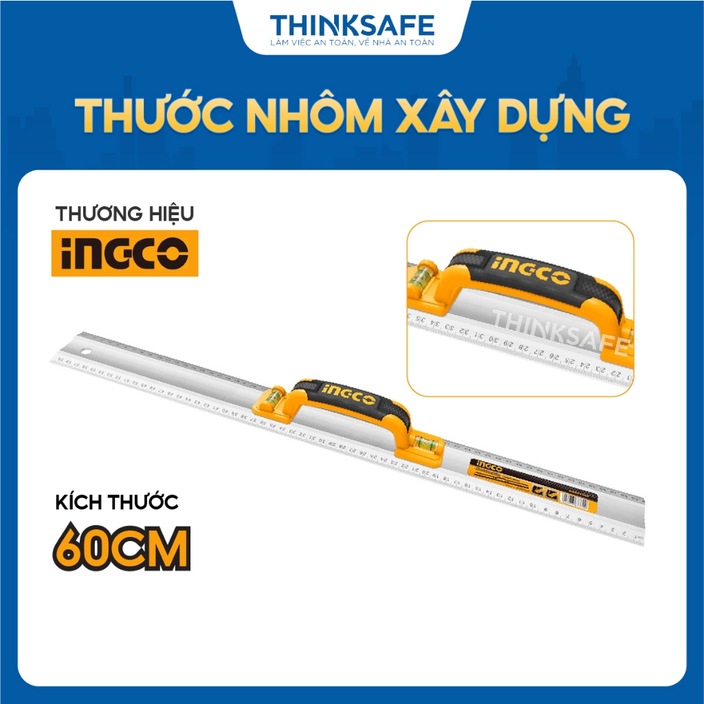 Thước nhôm xây dựng 60cm INGCO HAR01060 vật liệu nhôm - Thinksafe