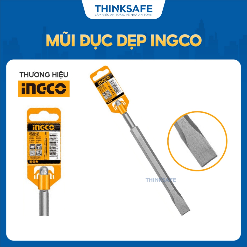 Mũi đục dẹp đuôi lục giác INGCO DBC0522801 DBC0324102 kích thước 17x280x22mm, phù hợp cho máy INGCO PDB13008 - Thinksafe