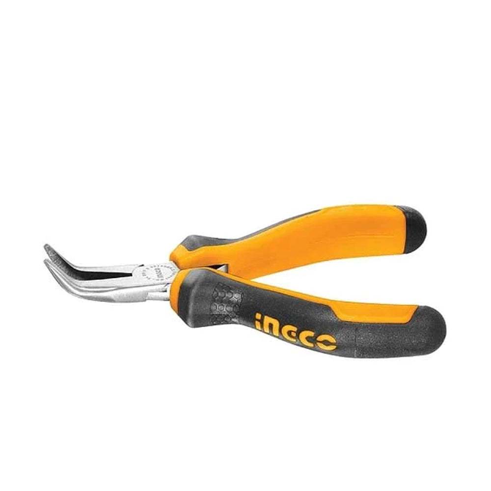 Kìm mũi cong mini 4.5 inch INGCO HMBNP08115 - Thinksafe: Đầu kềm đánh bóng, chống gỉ, tay cầm hai màu
