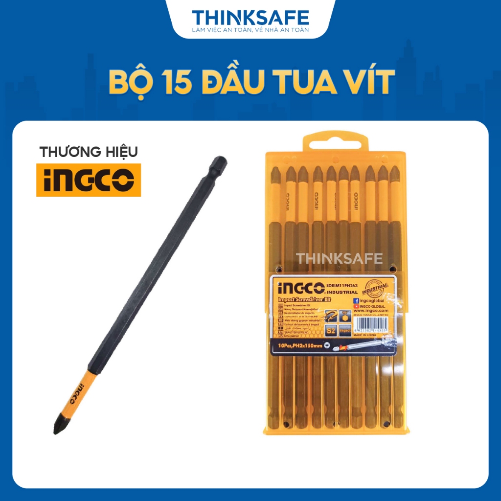Mũi bắt vít hai đầu PH2x150mm (có nam châm hít) INGCO SDBIM11PH263 - Thinksafe