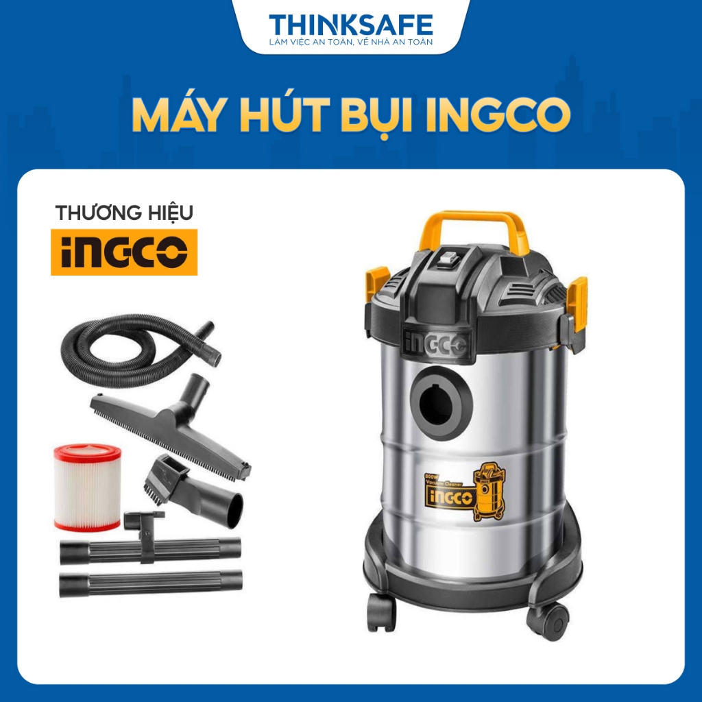Máy hút bụi INGCO VC14122, công suất 800W, 12L, lưu lượng khí 1.7m3/phút Máy thổi bụi chính hãng- Thinksafe