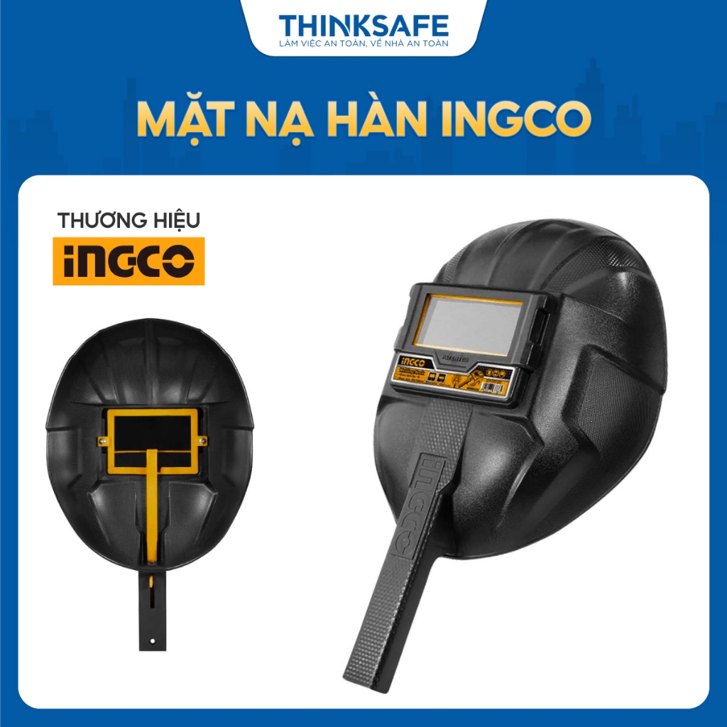 Mặt nạ hàn INGCO HHWM102 Chất liệu 100% PP, Kích thước kính hàn 108*50*3mm - Thinksafe