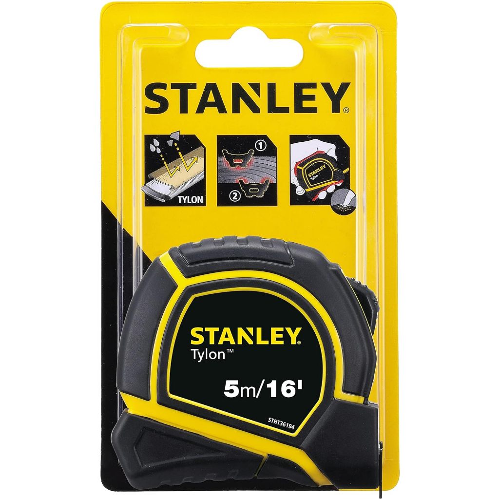Thước cuộn Stanley 36-194 thước kéo dài 5m, rộng 19mm thép chống rỉ, vỏ nhựa cao cấp, lá thước thẳng , đo chính xác