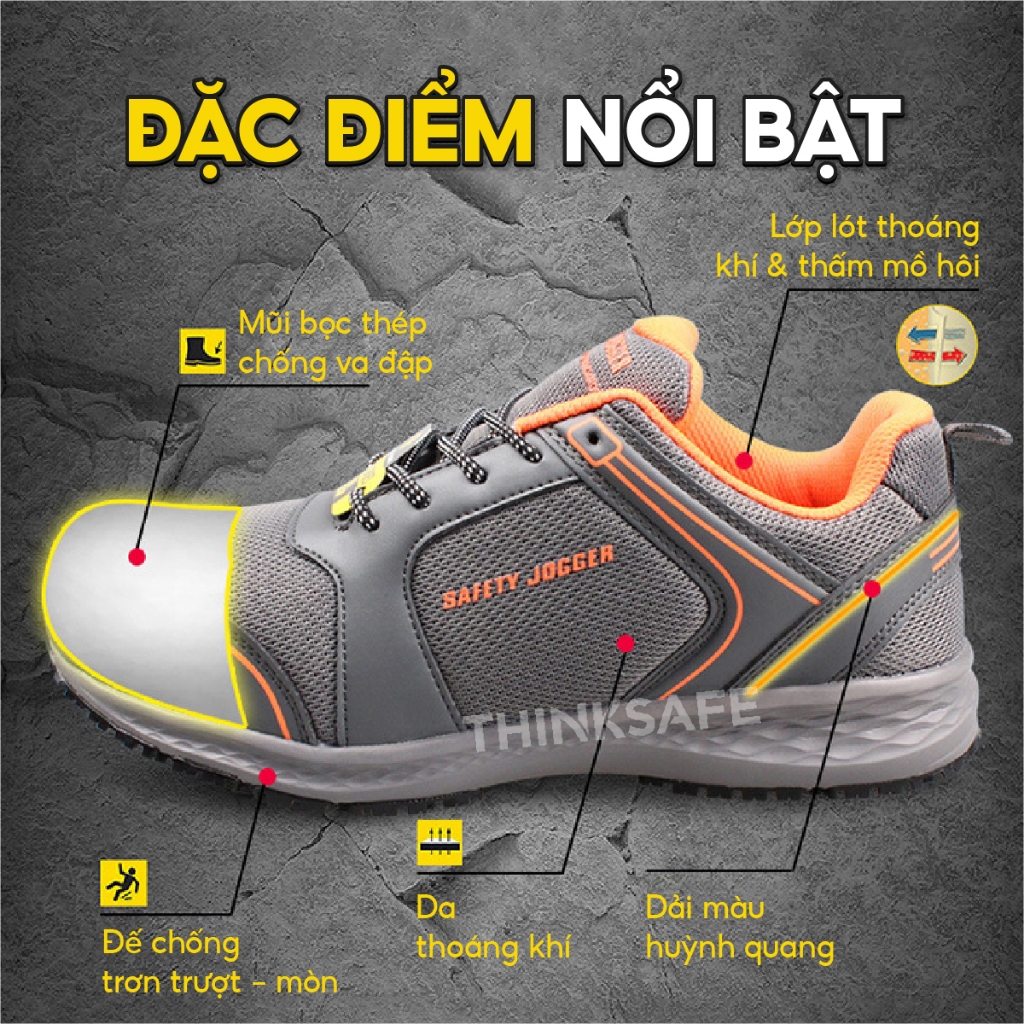 Giày bảo hộ lao động Jogger Balto chống giập ngón, Giày chống trượt siêu nhẹ, kiểu dáng thể thao chính hãng - THINKSAFE