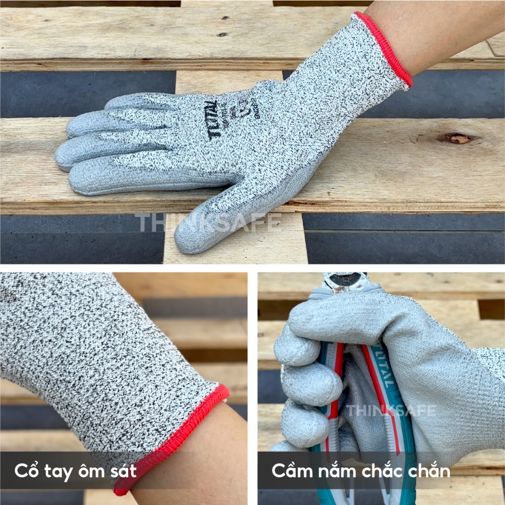 Găng tay chống cắt Total TSP1701-XL phủ PU size XL chống cắt cấp độ cao nhất