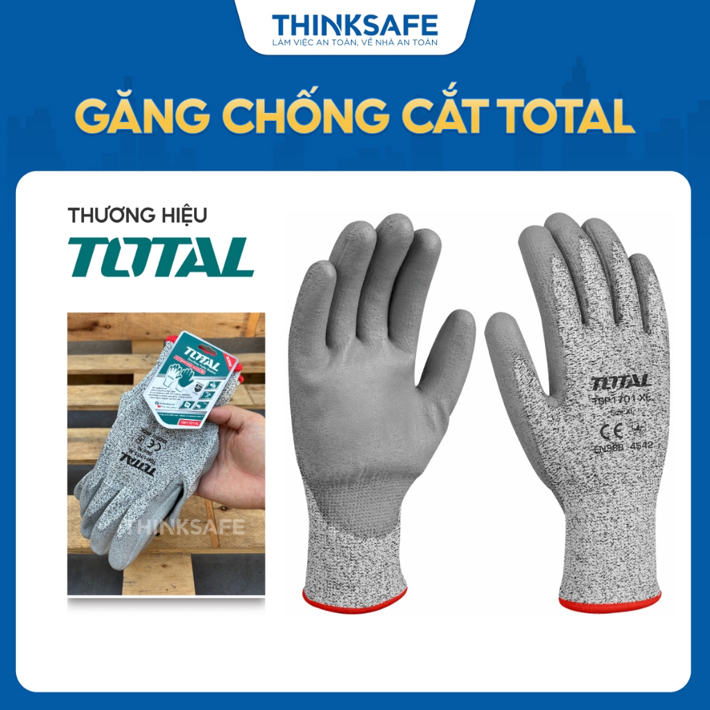 Găng tay chống cắt Total TSP1701-XL phủ PU size XL chống cắt cấp độ cao nhất