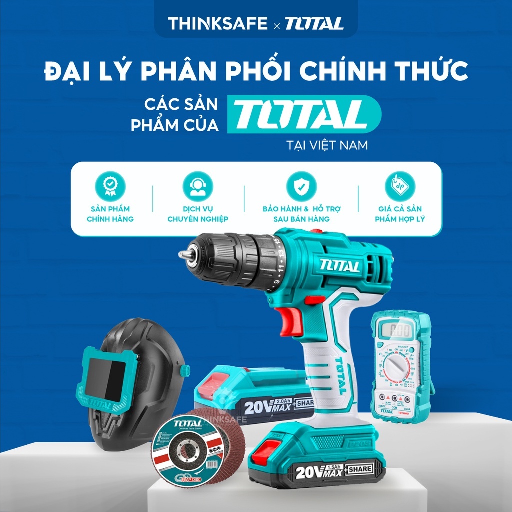 Máy bơm mỡ dùng pin 20V TOTAL TGGLI2010, áp suất 10000psi, chiều dài ống bơm 76cm, không kèm theo pin sạc - Thinksafe