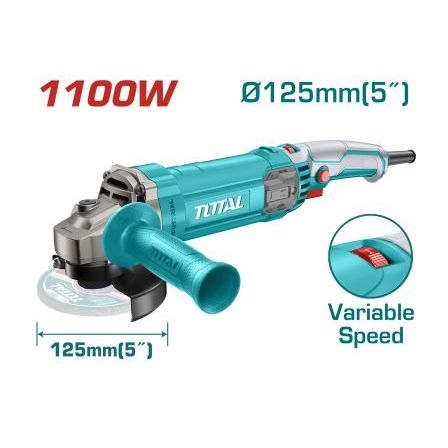 Máy mài góc đĩa mài 125mm TOTAL công suất 900W - 1500W, trục chính m14, Máy cắt cầm tay kèm tay cầm phụ - Thinksafe