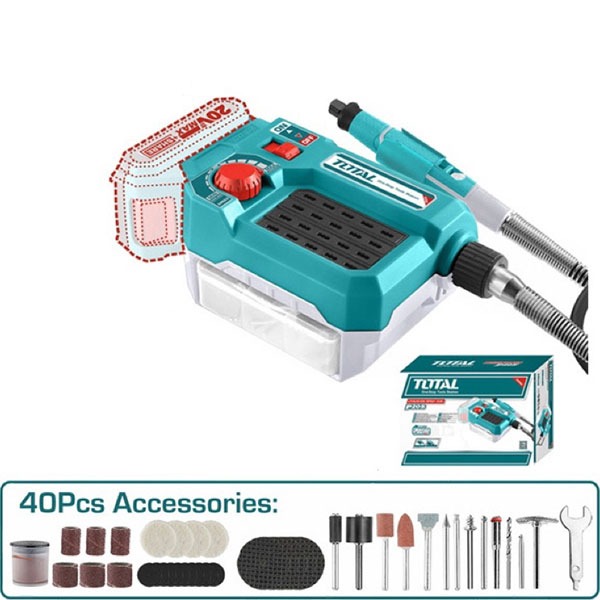 Máy mài khuôn dùng pin TOTAL 12V-20V, Tốc độ thay đổi, Kích thước mũi mài 3.2mm, phân phối chính hãng Thinksafe