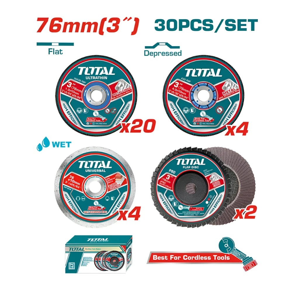 Máy mài góc mini Pin Total 20V, tốc độ không tải 19500 vòng/phút, Ren trục chính M6, phân phối chính hãng thinksafe