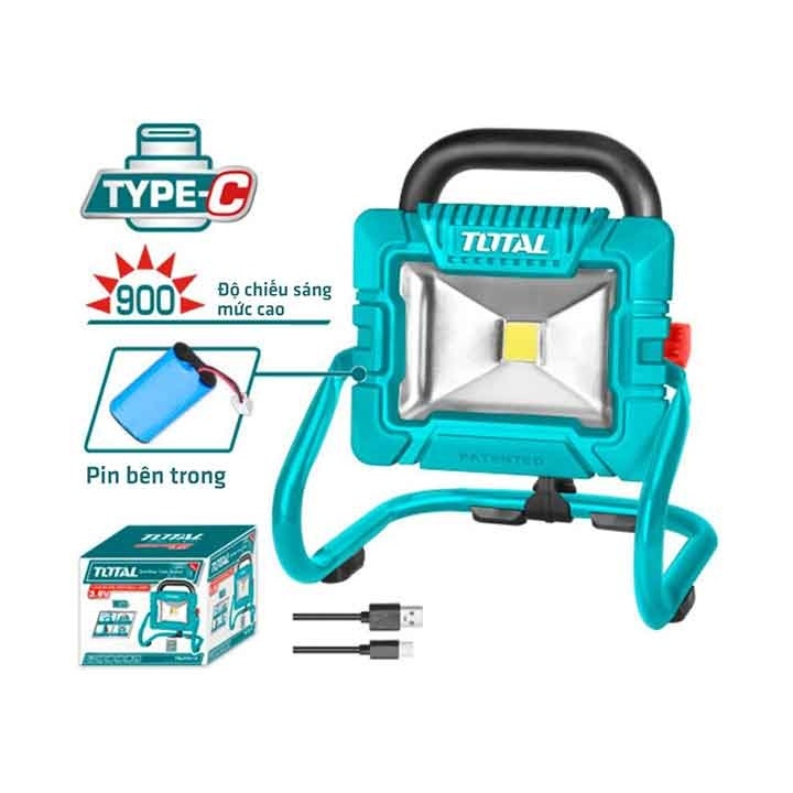 Đèn di động tích hợp dùng pin 3.6V Total TRLF4415 Kèm pin 5000mAh và sạc Type C, Đèn pin siêu sáng chính hãng- Thinksafe