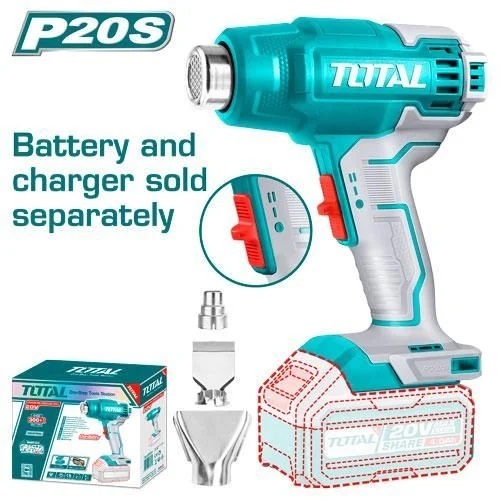 Máy thổi nhiệt dùng pin 20V Total, Máy khò nhiệt độ 300/550°C, Kèm 3 vòi thổi, phân phối chính hãng - Thinksafe
