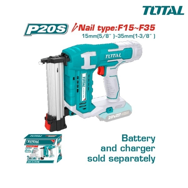 Súng bắn đinh thẳng dùng pin 20V Total, Loại đinh F15~F35 và F15~F40, Tốc độ truyền đinh 3 đinh/s - Thinksafe